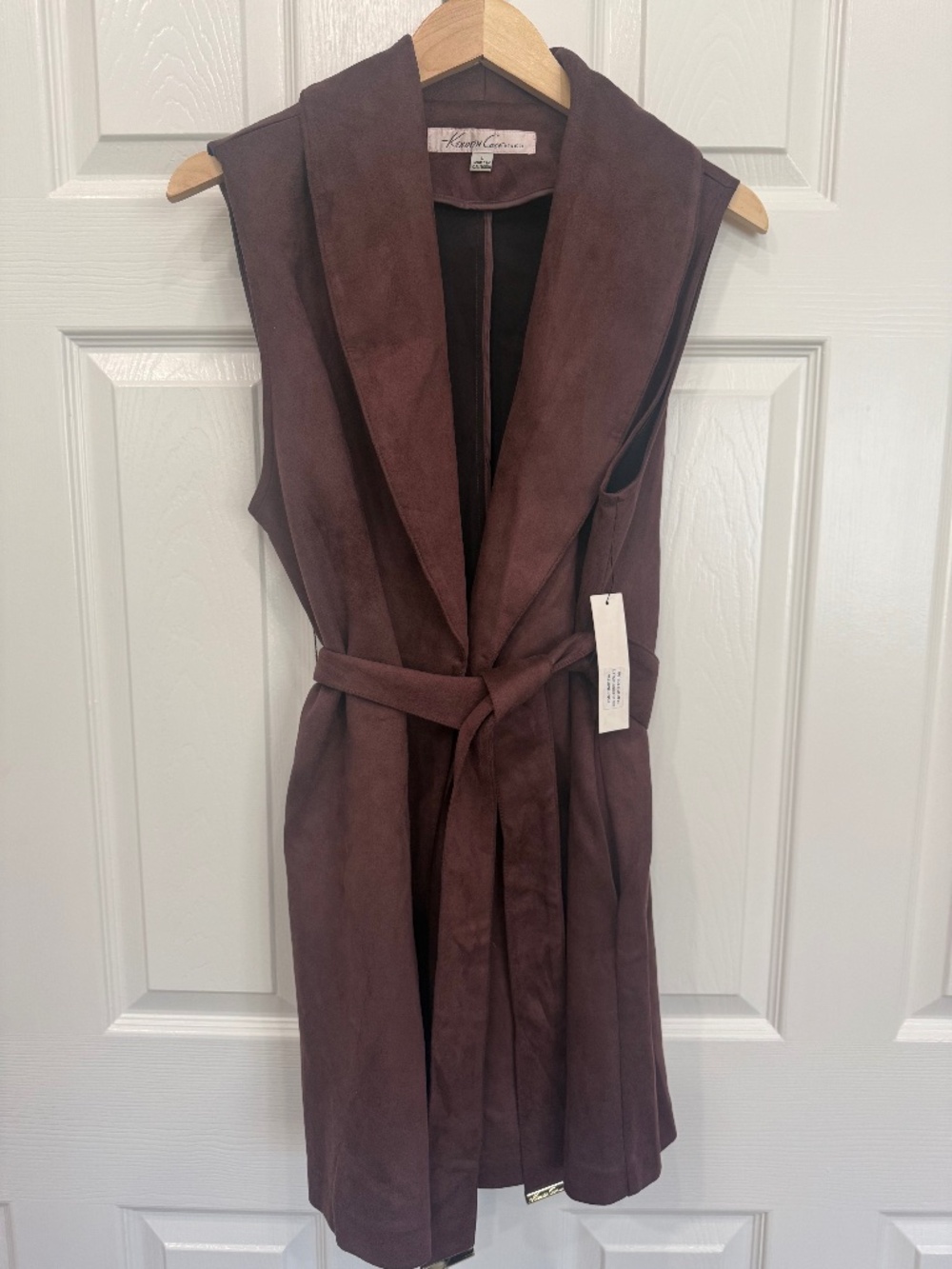 NWT Kenneth Cole New York Faux suede vest belted